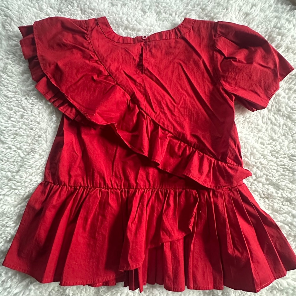 Habitual‎ Girl Red Ruffle Peplum Top Size 10 Short Sleeve Flutter Tiered Blouse